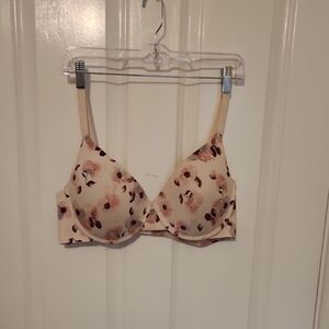 Gloria Vanderbilt Cream and Pink Floral Bra with Underwire